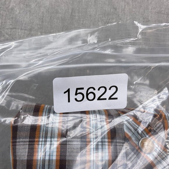 Prana Shirt Men‎ Medium Orange Brown Plaid Slim Fit Western Cowboy Snap Cotton - Picture 12 of 12